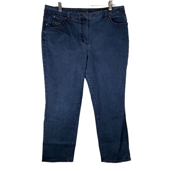 Appleseed's Jeans Womens Plus Size 18 Petites Straight Leg 5 Pocket Stretch Blue - Picture 1 of 9